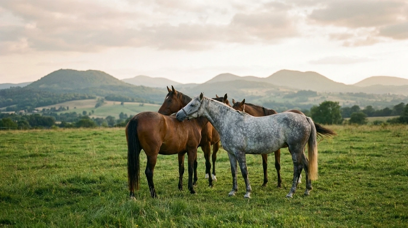Les chevaux du GAEC Ecurie du Rivalier en liberté, Allier